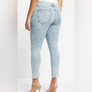 Express Acid Wash Denim High Rise Ankle Leggings 0